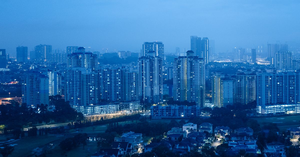 City skyline at twilight